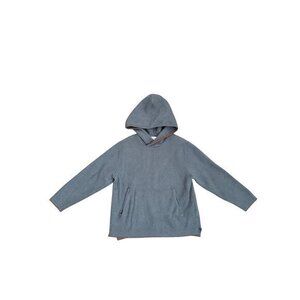 Zara Toddler 18-24 Months Gray Knit Hoodie With Kangaroo Pockets & Brown Trim